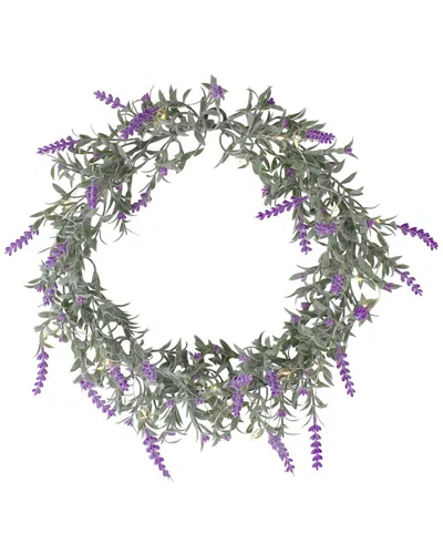 Northlight Pre-lit Lavender Spring Wreath - Battery Operated In Green
