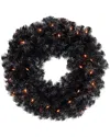 Northlight Pre-lit Noble Spruce Artificial Halloween Wreath In Black