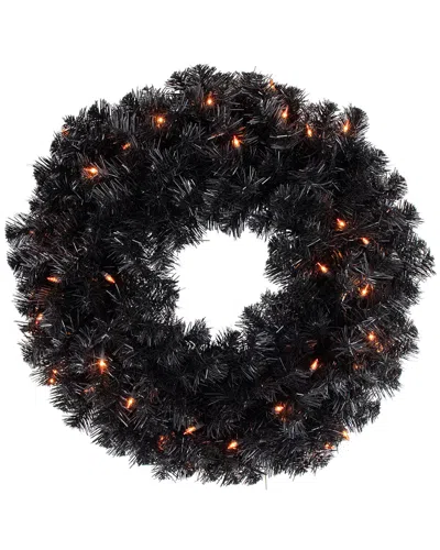 Northlight Pre-lit Noble Spruce Artificial Halloween Wreath In Black
