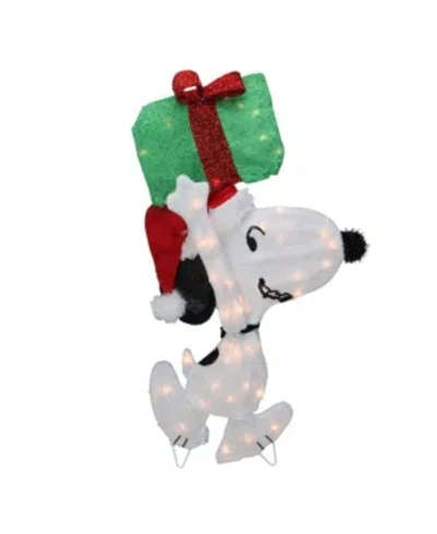 Northlight Pre-lit Peanuts Snoopy With A Present Christmas Outdoor Decor In White