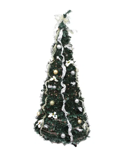 Northlight Pre-lit Silver & Gold Decorated Pop-up Artificial Christmas Tree