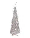 Northlight Pre-lit Silver Tinsel Pop-up Artificial Christmas Tree