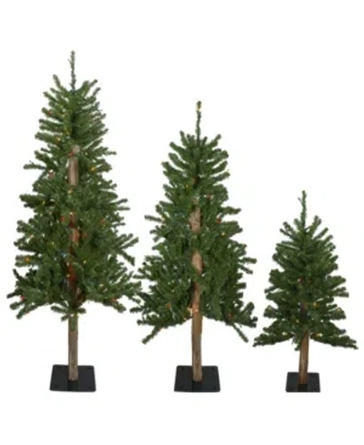 Northlight Pre-lit Slim Alpine Artificial Christmas Trees In Green