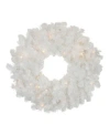 Northlight Pre-lit Snow White Artificial Christmas Wreath - 24-inch Clear Lights In White