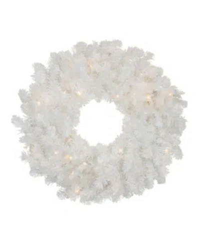 Northlight Pre-lit Snow White Artificial Christmas Wreath - 24-inch Clear Lights