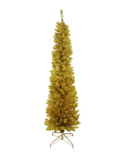 Northlight Pre-lit Gold Artificial Tinsel Pencil Christmas Tree