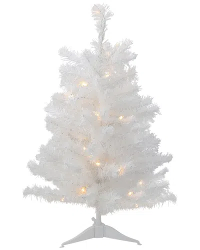 Northlight Pre-lit Snow White Medium Artificial Christmas Tree 2 Ft - Clear  Led Lights