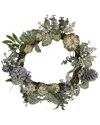 Northlight Pumpkin & Pine Cones Fall Harvest Artificial Wreath In White