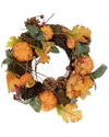 Northlight Pumpkin & Pinecone Autumn Harvest Wreath In Brown