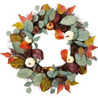 Northlight Pumpkin Pinecone And Gourd Artificial Fall Harvest Wreath In Multi