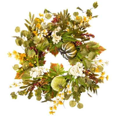 Northlight Pumpkins And Berries Artificial Fall Harvest Twig Wreath In Multi