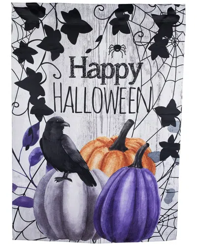 Northlight Pumpkins & Crow Happy Halloween Outdoor House Flag In Silver