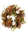 Northlight Pumpkins And Leaves Artificial Fall Harvest Wreath In Green