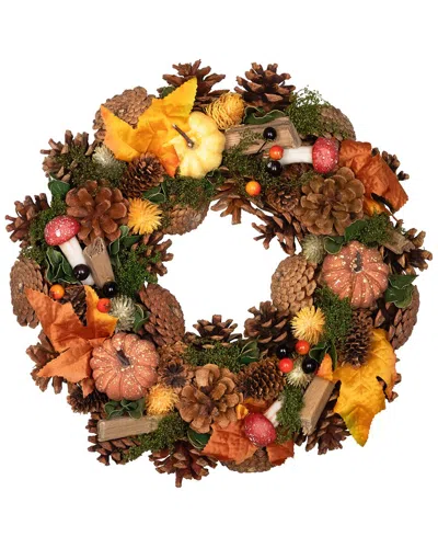 Northlight Pumpkins & Mushrooms Small Artificial Fall Harvest Wreath In Multi