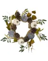 Northlight Pumpkins Foliage Grapevine Artificial Thanksgiving Wreath Unlit, 24" In Brown