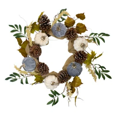 NORTHLIGHT NORTHLIGHT PUMPKINS FOLIAGE GRAPEVINE ARTIFICIAL THANKSGIVING WREATH, 24-INCH, UNLIT