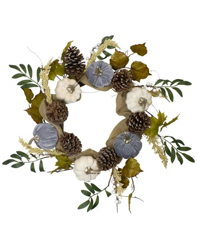 Northlight Pumpkins Foliage Grapevine Artificial Thanksgiving Wreath 24-in  Unlit In Brown