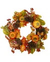 Northlight Orange Pumpkins Pine Cones And Berries Fall Harvest Wreath In Orange
