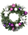 Northlight Purple & Silver Poinsettia Eucalyptus Artificial Christmas Wreath