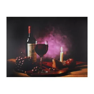 Northlight Purple Led Lighted Flickering Wine And Candle Wall Art 11.75" X 15.75"