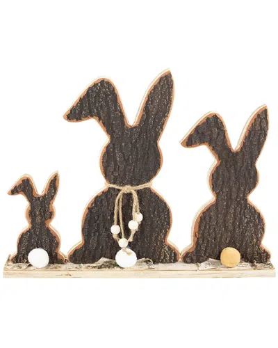 Northlight Rabbit Trio Wooden Tree Bark Decoration In Brown
