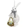 Northlight Rustic Rabbit With Easter Basket Standing Figure In White