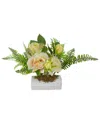 Northlight Ranunculus & Rose Spring Wooden Tabletop Statue In Yellow