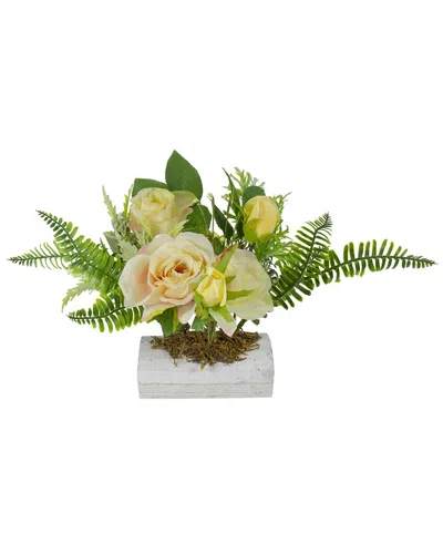 Northlight Ranunculus & Rose Spring Wooden Tabletop Statue In Yellow