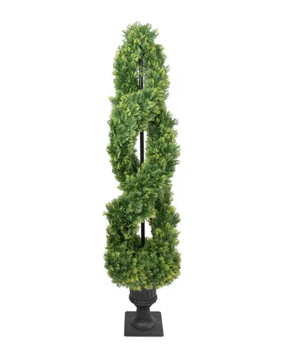 Northlight Real Touch™ Artificial Cedar Double Spiral Topiary Tree In Pot In Green