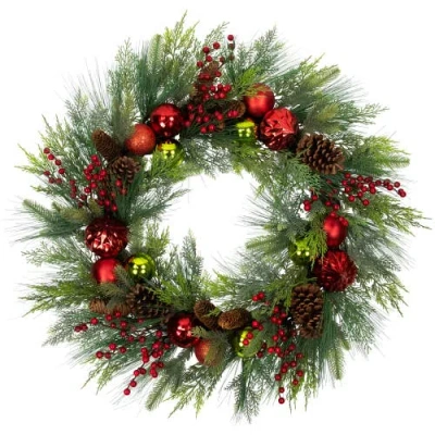 Northlight Real Touch Berries, Pinecones And Ornaments Artificial Christmas Wreath In Green
