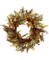 Northlight Real Touch Mixed Foliage And Berries Artificial Fall Harvest Wreath In Orange