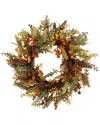 Northlight Real Touch Mixed Foliage And Berries Artificial Fall Harvest Wreath In Orange