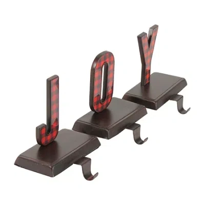 Northlight Red And Black Buffalo Plaid Injoyin 6in 3-pc. Christmas Stocking Holder In Multi