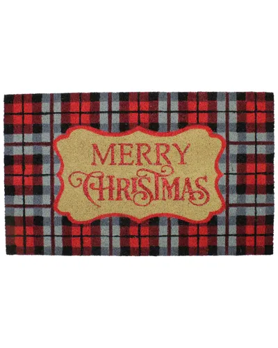 Northlight Red And Black Plaid Inmerry Christmasin Rectangular Doormat 18in X  30in