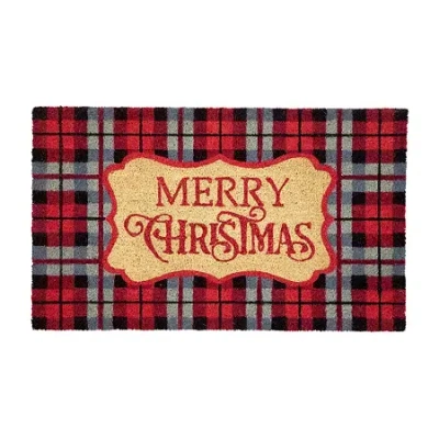 Northlight Red And Black Plaid Merry Indoor Rectangular Doormat In Multi