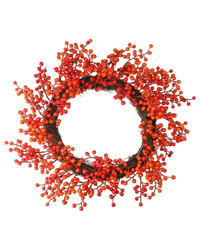 Northlight Red And Orange Artificial Berry Artificial Thanksgiving Wreath  18-in Unlit