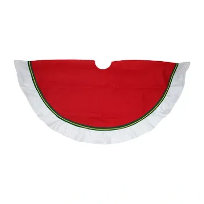 Northlight Red And White With Border Accents Tree Skirt In Multi
