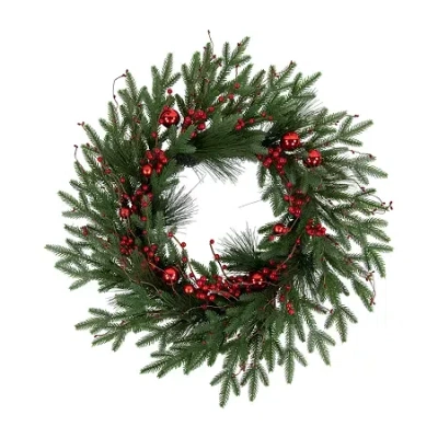 Northlight Red Berry And Pine Unlit Wreath In Multi