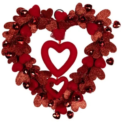 Northlight Heart Shaped Glittered Valentine's Day Wreath In Red