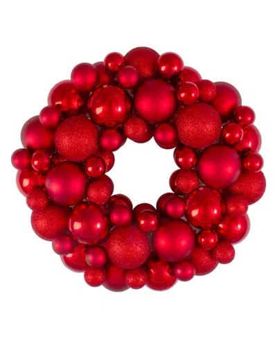 Northlight Red Hot 3-finish Shatterproof Ball Christmas Wreath