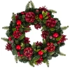 Northlight Red  Pine Cones And Ornaments Christmas Wreath, 13" In Multi