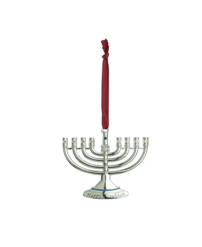 Northlight Regal Shiny Hanukkah Menora Holiday Ornament With European Crystal In Silver