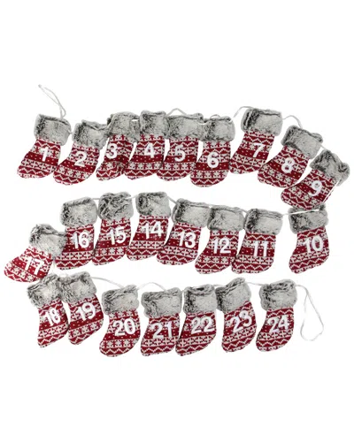 Northlight Retro Christmas Red White & Brown Countdown Stocking Garland