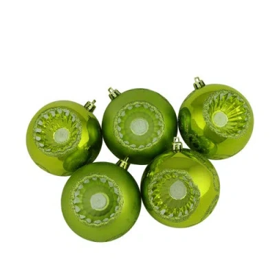 Northlight Retro Reflector Shatterproof 2-finish Christmas Ball Ornaments In Green