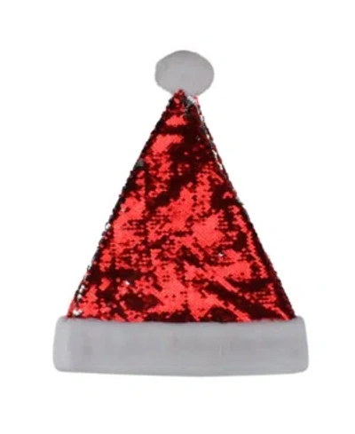 Northlight Reversible Sequined Christmas Santa Hat With Faux Fur Cuff In Red