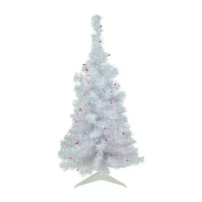 Northlight Rockport White Artificial Purple Lights 3 Foot Pre-lit Pine Christmas Tree