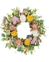Northlight Rose And Hydrangea Floral Spring Wreath In Pink