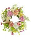 Northlight Rose & Peony Artificial Floral Wreath In Pink