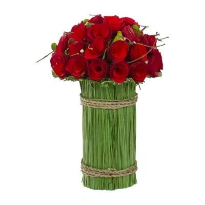 Northlight Roses And Grass Floral Arrangement In Multi