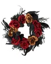 Northlight Roses With Foliage Halloween Wreath, 22" Unlit In Black